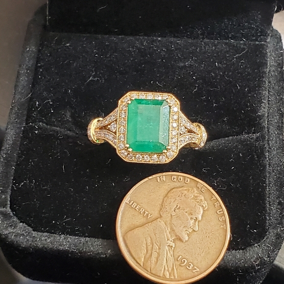 Effy 14k Emerald & diamond ring size 7 1/4 - Picture 9 of 10
